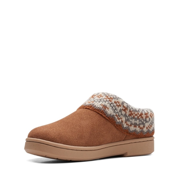 NWT Clarks tan fur-lined slippers, size 7M - Picture 4 of 9